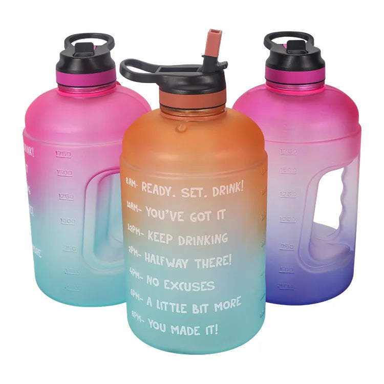 Get-Fit 2.2 Liter Half Gallon BPA-Free Plastic Water Kettle Outdoor Sports Gym Fitness Daily Drink Motivational Water Bottle