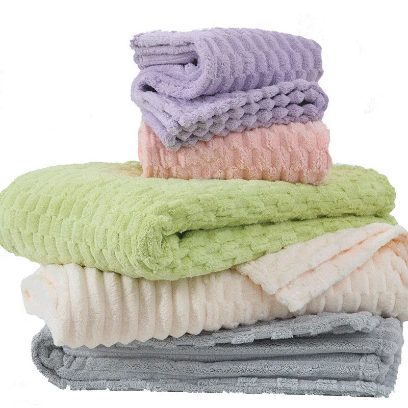 Coral Fleece Towel Bath Towel Gift Box With Portable Gift Set of 3 Pieces Hotel Towel