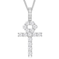 Drop Shipping Hot Sell Fine Jewelry 925 Sterling Silver VVS Moissanite Ankh Cross Pendant Necklace for Men Women