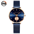 Hannah 1355 Simple Fashion Ladies Watch Blue Stainless Steel Women Quartz Life Waterproof Brand