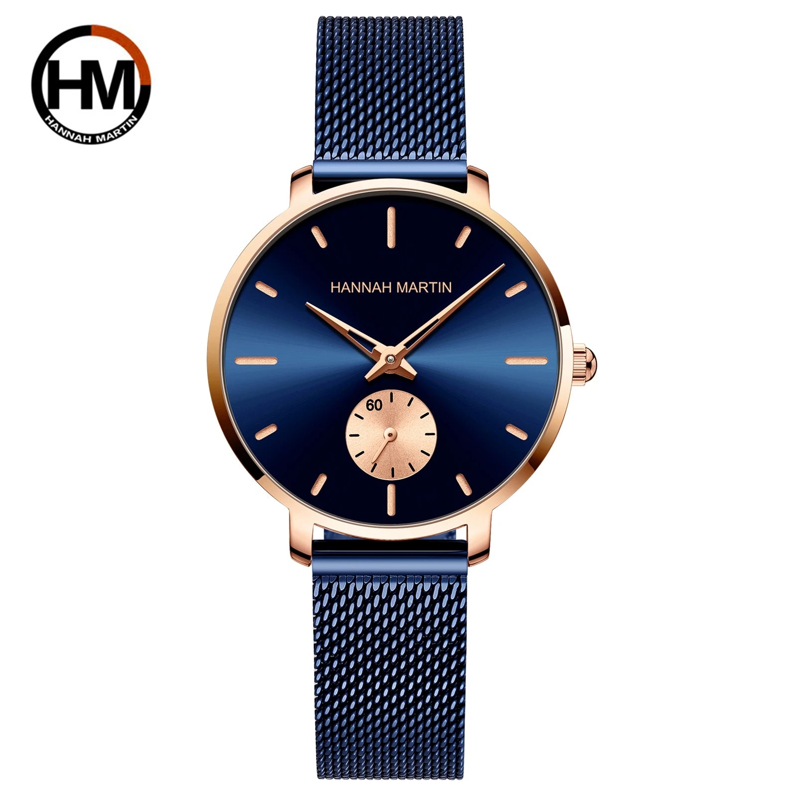 Hannah 1355 Simple Fashion Ladies Watch Blue Stainless Steel Women Quartz Life Waterproof Brand