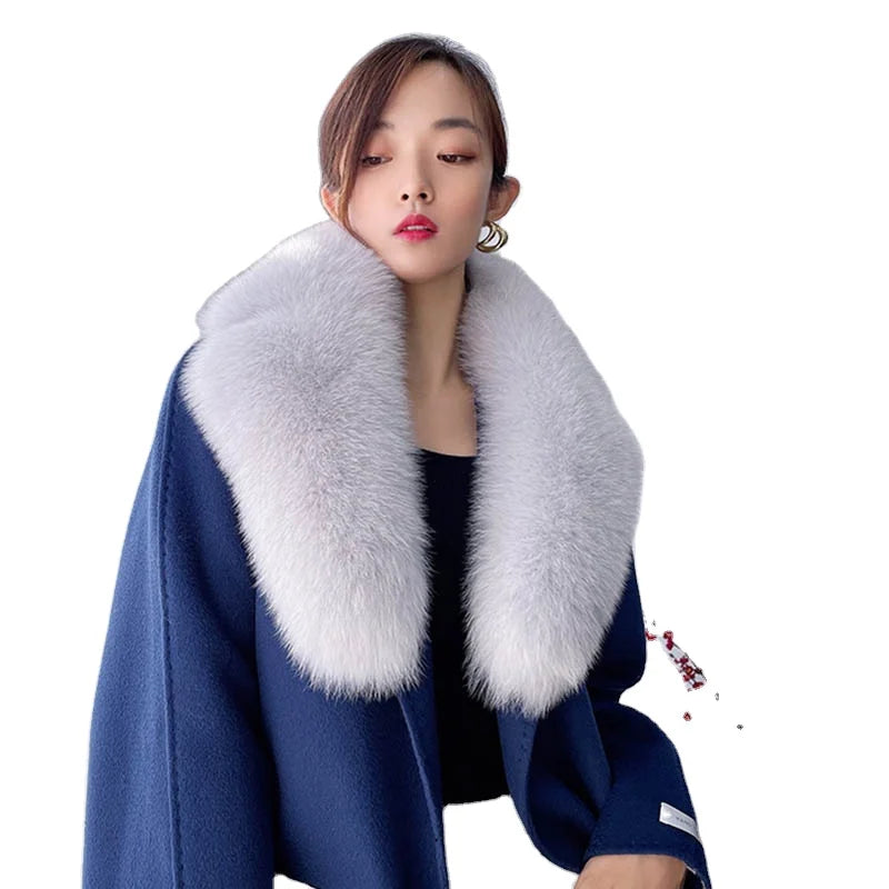 MWfur Fashion Wholesale Custom 100cm Winter Necklace Fluffy Detachable Fox Fur Collar Scarf for Women Winter