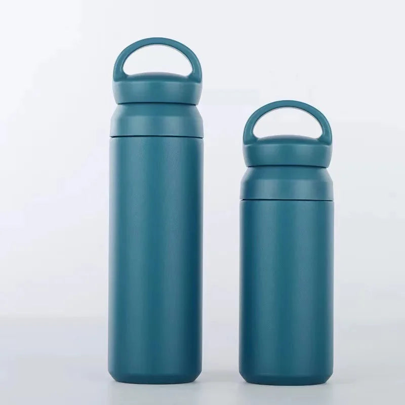 350ML 500ML Portable 8/18 Stainless Steel Double Wall Vacuum Flasks Insulation Water Bottle With Handle Lid Custom Termos