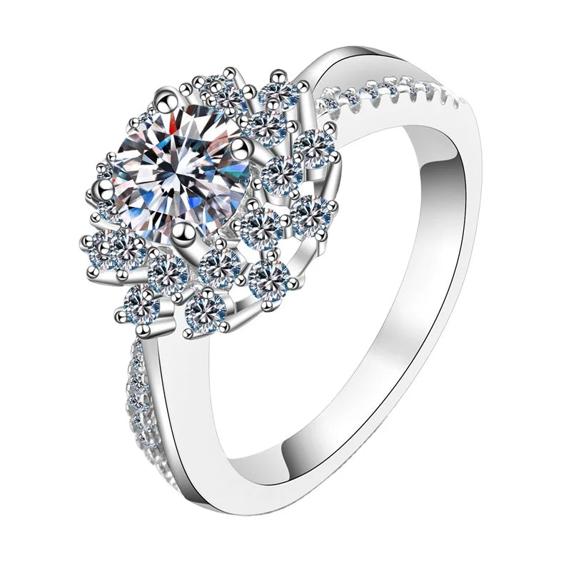 Elegant Wedding Jewelry Diamond Moissanite Rings Solid 925 Sterling Silver for Women Luxury Gift
