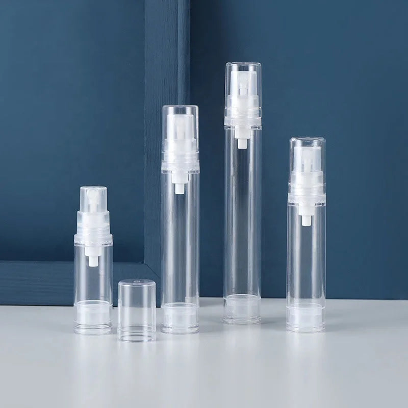 Custom Luxury Empty 5ml 10ml 15ml Cream for Clear White Frosted Cosmetic Plastic Airless Pump Lotion Bottle for Skin Care Serum