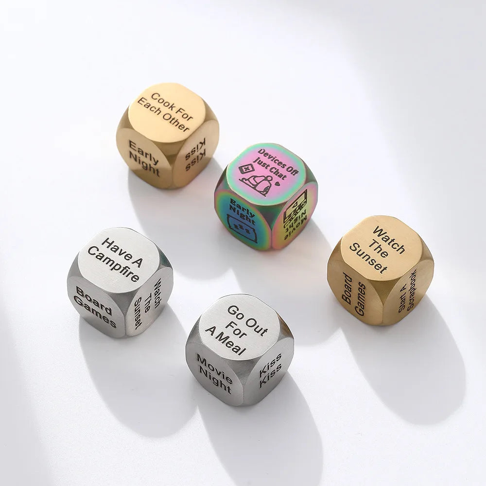Stainless Steel Funny Decision Dice Custom Your Design Engraved on Dice for Personalized Gifts