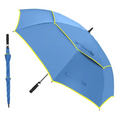 Shenzhen Quality Fiberglass Frame Colorful Edge Piping Windproof Double Layer Air Vented Big Golf Umbrella with Holes Inside
