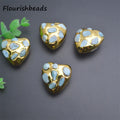 Wholesale  Gold Plated Heart Shape Natural Larimar Blue Stone Loose Beads for DIY Jewelry Bracelet Necklace Making