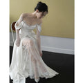 2023 New Floaty Lace Light Wedding Dress French Long-Sleeved Satin Wedding Dress Simple Temperament Strapless Wedding Dress