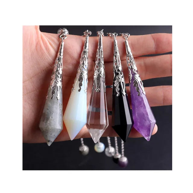 Natural Chakra Spiritual Healing Crystals Mixed Material Amethyst Pendulum for Sale
