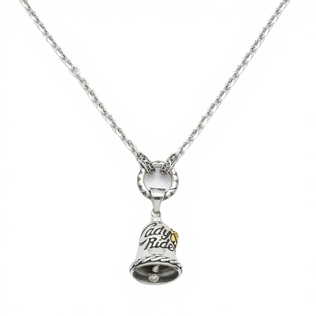 Creative Design Stainless Steel Rhodium Plated Punk Style Anniversary Charm Necklace Pendant Signature Bell Link Chain JoyYo