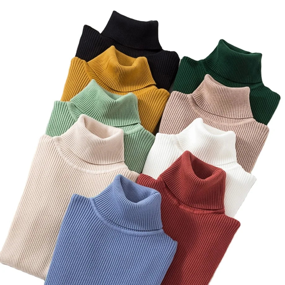 Wholesale Turtleneck Sweaters Autumn Winter Tops Slim Womens Pullover Knitted Sweater Bottoming Jumper Sweater