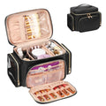Relavel Large Makeup Bag Organizer with Brush Holder Toiletry Bag for Women Waterproof Lining High Dividers for Taller Liquids