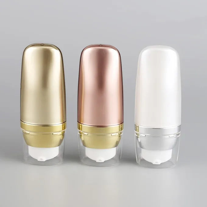 Luxury Acrylic Empty Sunscreen Tube Pearled Gold White  Airless Foundation Lotion Pump 30ml 50ml for Cosmetic Packing Container