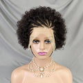 13x4 Lace Frontal Pixie Curly Braided Natural Human Hair Short Bob Wigs Full Density Africa Braid Wigs Black Women Straight