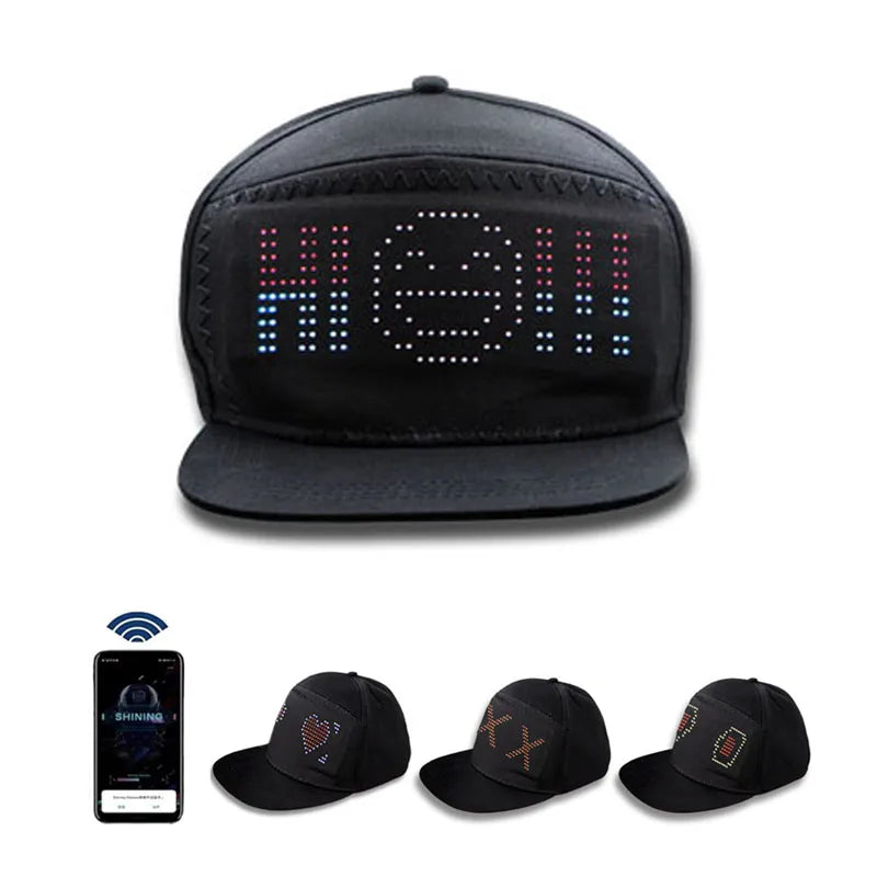 Led Glowing Baseball Cap App Programhat Light High Digital Scrolling Message Led Hat