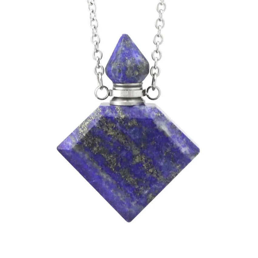 Hongzhuo Fashion square Shape Natural Lapis Lazuli Gemstone Perfume Bottle Pendant Healing Crystal Pendant Jewelry