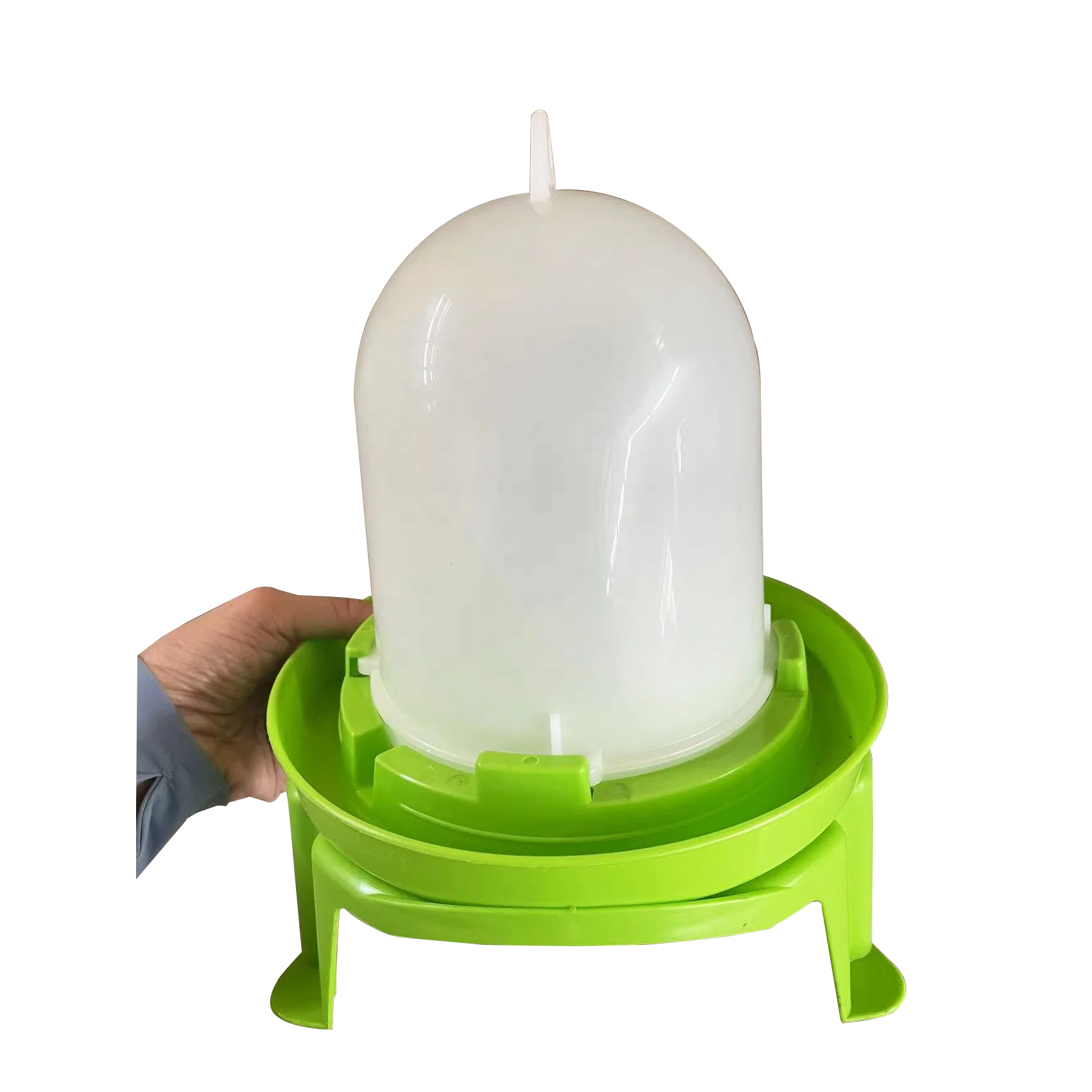 1.5KG Chicken Feeder and 1.5L Chicken Drinker Set Thick Green and White Color with Removable Leg New Condition