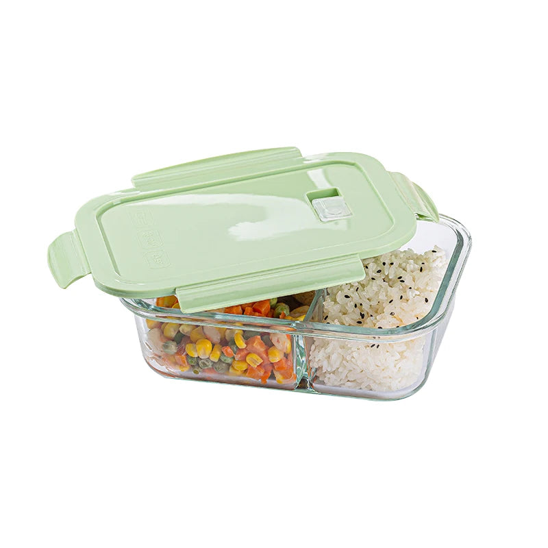 Glass Food Container 700ML Separate Storage Bowl Sets With Airtight Lid Borosilicate Vacuum Bento Lunch Box