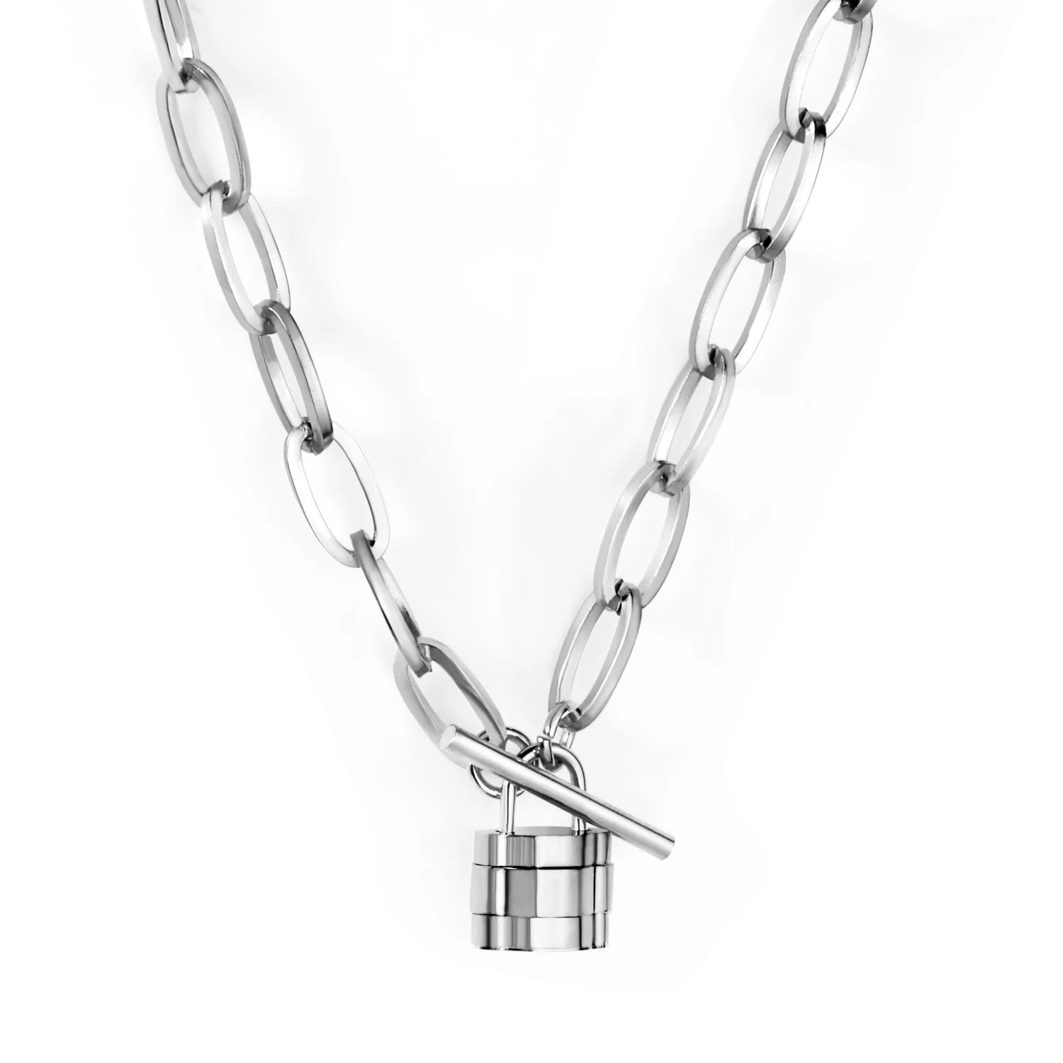 Wholesale Stainless Steel 18k Gold Pendant Charm Lock Layered Necklace