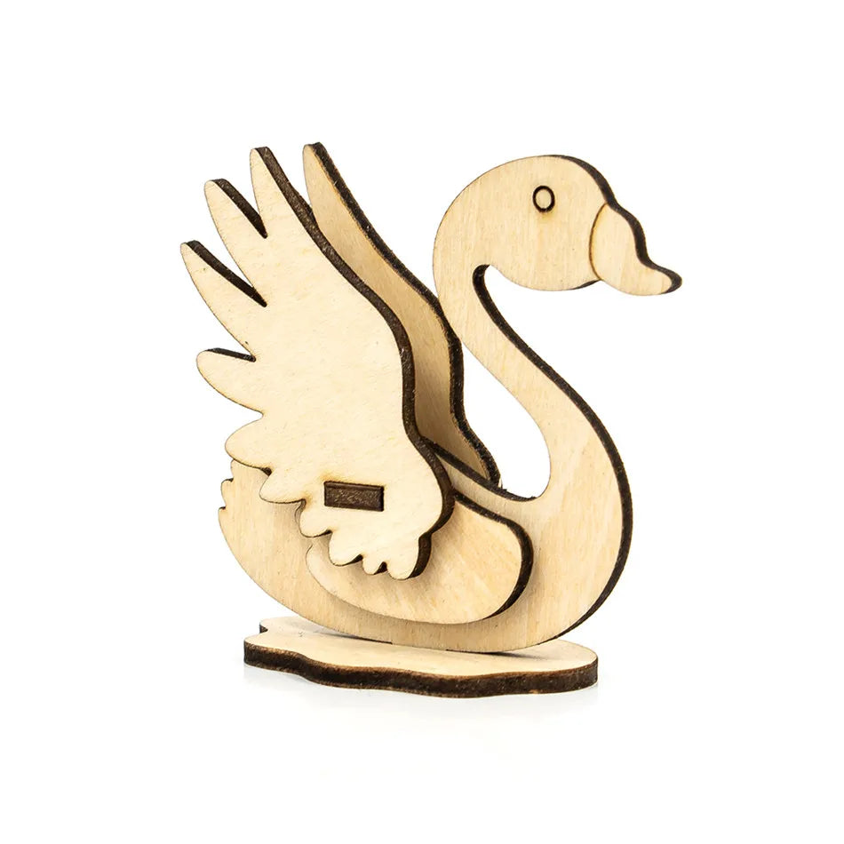 DIY Assembly Model Wood Toys 3d Puzzles Swan Shape 3d Wooden Puzzle for Kids