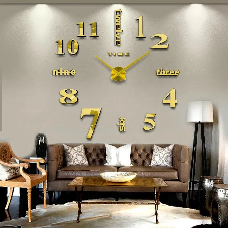 Home Decorative Wall Sticker 3D Frameless Digital DIY Wall Clock