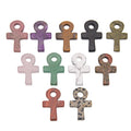 Creative European American Natural Stone Crystal Agate Ankh Cross Pendant Hand Carved DIY Life Symbol for Love-Themed Gifts