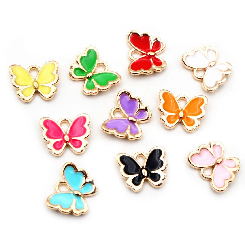 20pcs 10x13mm Butterfly Charms Pendant Enamel Small Alloy Metal Charms DIY Jewelry Making Accessories for Necklace Bracelet