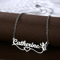 Wholesale Stainless Steel Custom Kids Name Jewelry Hearts Shaped Frosted English Name Necklace Personalized