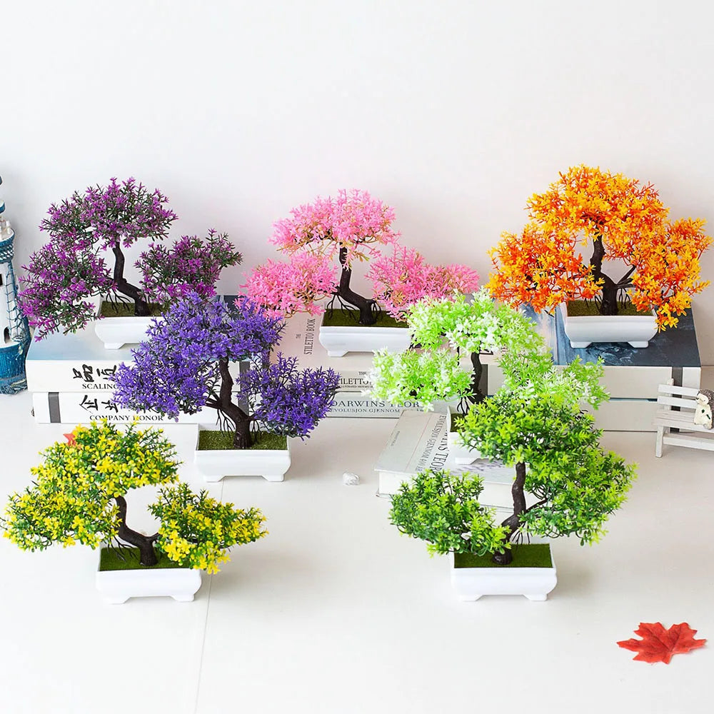DREA 20cm Tall 3 Branches Small Decorative Pine Tree Artificial Bonsai Tree