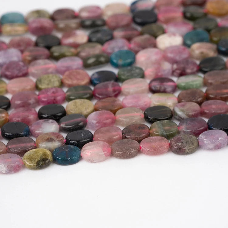 Wholesale Natural Oval Mixed Rainbow Tourmaline Beads for DIY Jewelry Making 6*8mm 38cm Strand