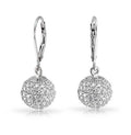 New Arrival Drop on Leverback Micro CZ Sterling 925 Dome Disco Pave Ball Earrings