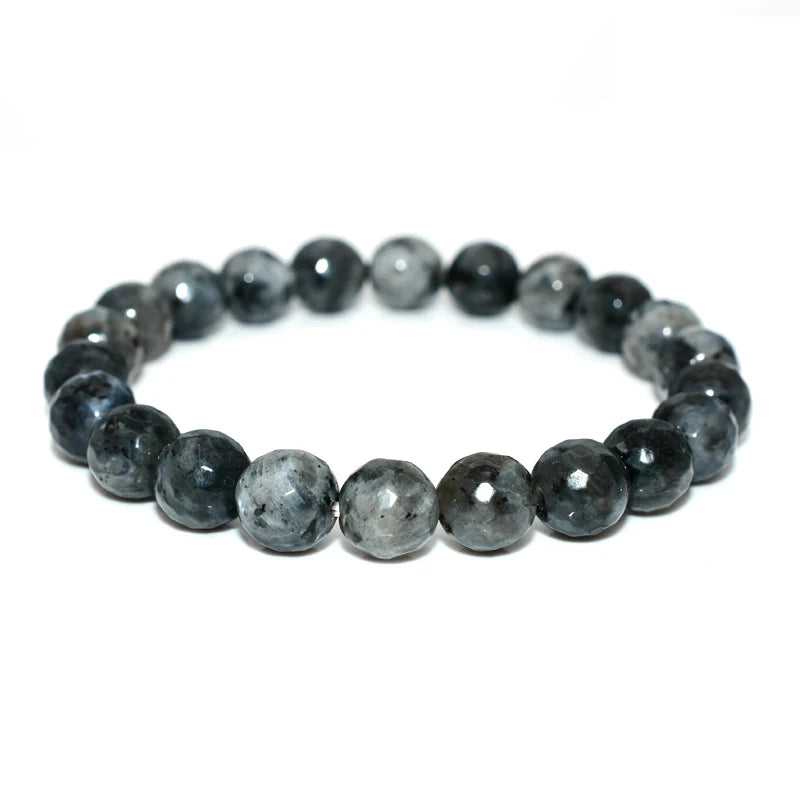 Natural Larvikite Faceted Bangle Bracelet in 6/8/10mm Fashionable Jewelry for Women and Men