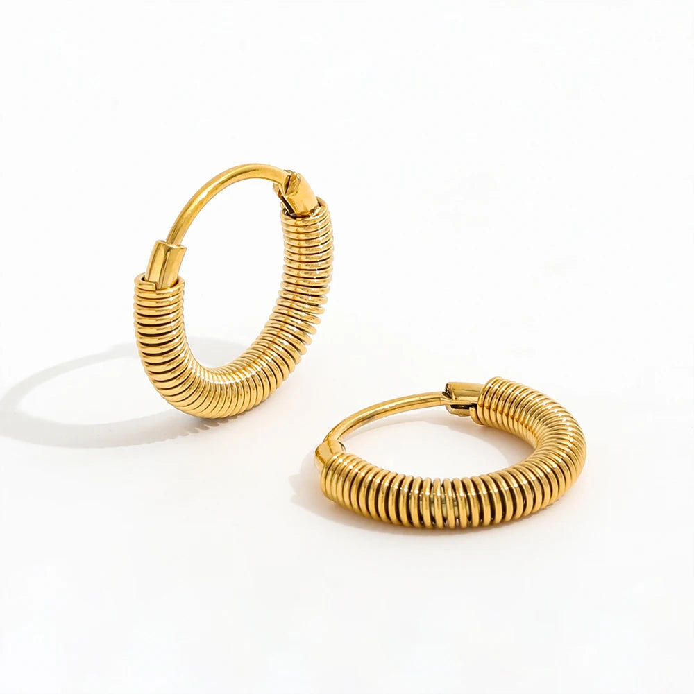New Trendy Earring 18K PVD Gold Plated Wire Hoop Earring Stainless Steel Trendy Jewelry