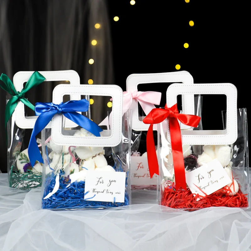 Ins Transparent Gift Bag Empty Box Wedding Candy Box Portable Wedding Gift Handbag Souvenir Bags