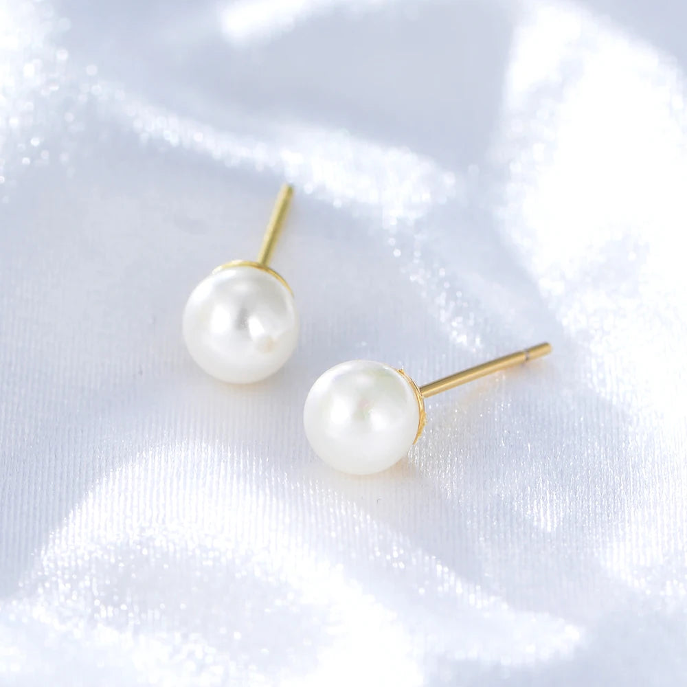 Minimalist Jewelry Psj Brass 18K Gold Plated Cubic Zircon Imitation Pearl Stud Earrings for Women Girls