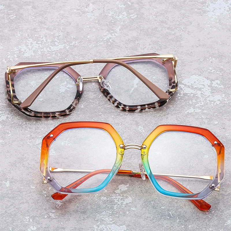 Polygonal Eyeglass Frame 2022 Anti Blue Light  Hollowed Eyeglasses Optical Frames Women
