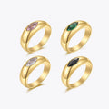 High Quality 18K Gold Plated Stainless Steel Jewelry Colorful Zircon Eye Shape Accessories Rings R214128