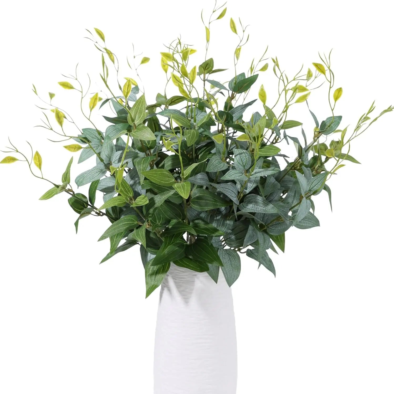 Artificial Greenery Plants Stems Real Touch Faux Rose Leaves Branches Plastic Shrubs for DIY Stems Home Table Wall Hanging Decor