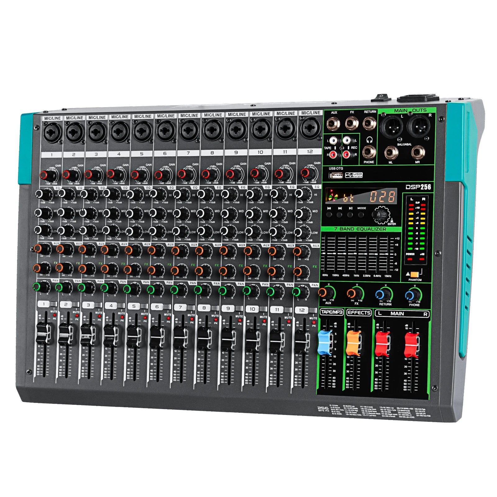 Biner PA12 Audio Console Mixer USB Connection 12 Channels Professional Audio Mixer Console