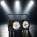 2 Eyes LED Blinder Cob Strobe Wash DJ Spotlights DMX Sound Activated 2x100W Cool Warm White Audience Lighting for Church Venue
