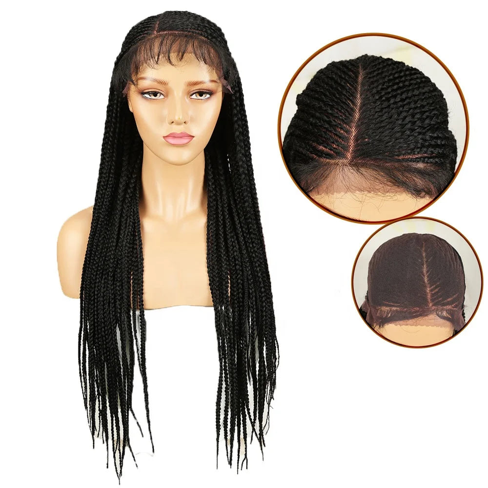 High Quality Hair Manufacture Lace Synthetic Wig 13*7 Lace Frontal Part for Women Braided Synthetic Lace Hair Wigs
