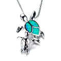 Cute Turtle Mom with Baby Tortoise Pendant Necklaces for Women Vintage Black Gold White Blue Fire Opal Chain Necklace