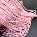 Hot Sell Micro Faceted Plated Rose Quartz Loose Beads Stone for Necklaces DIY Making 2mm 3mm