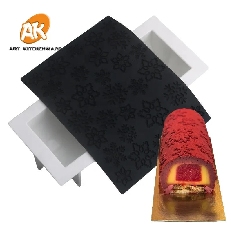 AK Christmas Snowflake Texture Silicone Cake Molds Mousse Mat Fondant Moulds Dessert Decorating Tools Bakeware