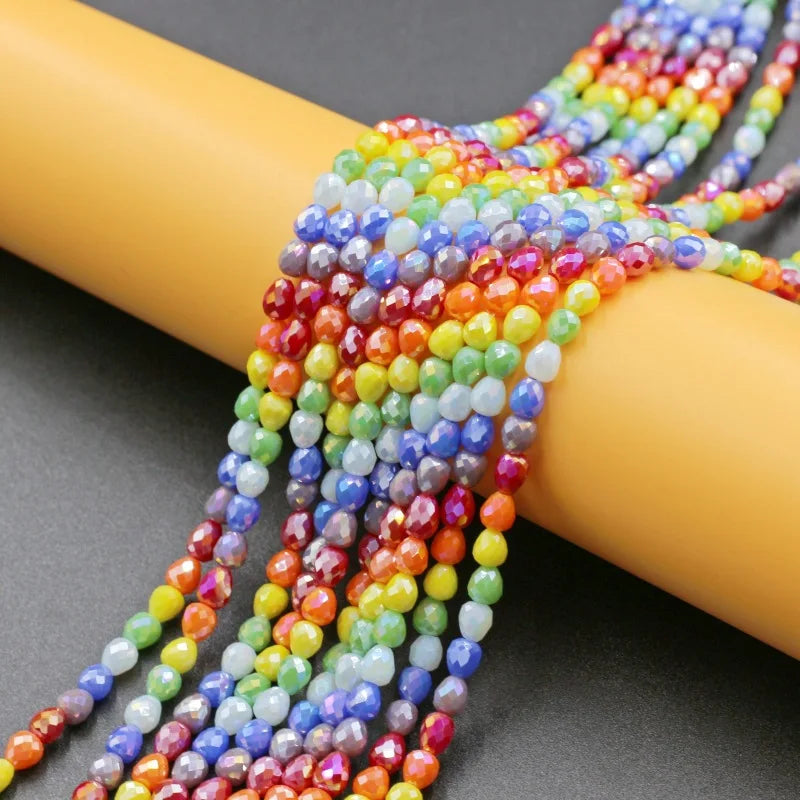 JC Mix Colors Per Strand 4mm Glass Strawberry Beads with ab for Fashion Jewelry Making Faceted Crystal Beads Wholesale