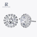 Rochime halo Round Brilliant  Diamond Earstuds 925 Sterling Silver Rhodium Plated 5a Zircon Jewelry for Women