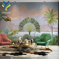 YKEAX 196 Custom Digital Printing Wall Paper Printing 3D Natural Rivers Green Leaves Trees Mural Wallpaper for Walls