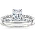 Radiant Cut 1ct Lab Diamond Wedding Ring Set Iced Out Radiant Eternity Band 18k Solid Gold Engagement Bridal Ring Set