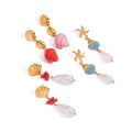 New 18K PVD Gold Stainless Steel Starfish & Shells Element Pearls Pendant Earrings for Vacation Trendy Earring